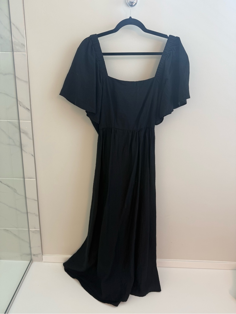 a new day Black Square-Neck Maxi Dress with Flutter Sleeves